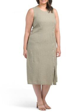 chinese dress ladies CRISTINA VERGANI Made In Italy Linen Blend Voile Shoulder Tie Bow Midi –  Letay Store main image 1